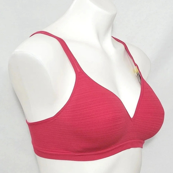 Medium Hanes G260‎ WireFree Soft Cup Bra Red Stripe - Picture 2 of 4
